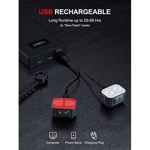 Bike Lights, Rechargeable Bicycle Lights Set Super Bright 8+12 Modes, IPX6 Waterproof Bike Lights for Night Riding/Cycling Safety, Front and Back Taillight Reflectors, 58 Hrs Long Battery Life