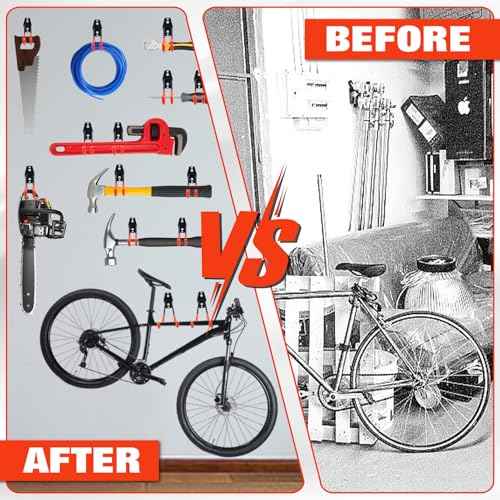 12 Pack Garage Hooks, Steel Heavy Duty Garage Storage Hooks with Anti-Slip Coating, Wall Storage Hanger, Garage Organizer Wall Mount Utility Hooks for Hanging Bikes Ladder Yard Tools
