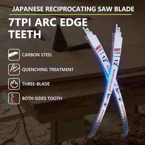12¡± Arc Edge Reciprocating Saw Blade, 7TPI Japanese Teeth with Curved Edge Wood Pruning Saw Blades for Tree Trimming, Wood Cutting (3 Pack)