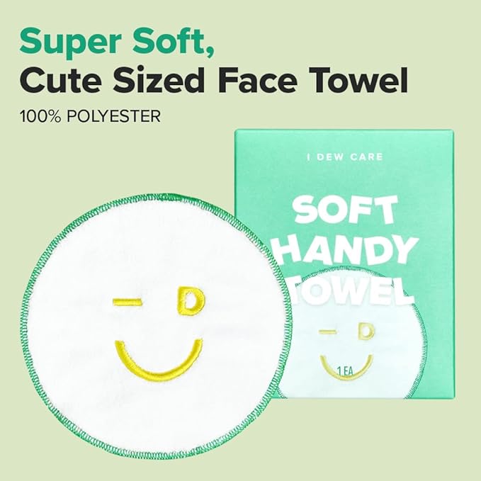 I DEW CARE - Soft Handy Towel | Fast Absorbent, for Hand and Face, Travel Size, Toiletries, Quick Dry, Facial Skincare Washcloth, Reusable Face Pads, Washable Microfiber, 1 CT