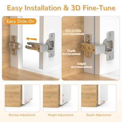Chibery 10 Pack Face Frame Inset Cabinet Hinges, Soft Close 105¡Æ Insert Concealed Cabinet, Slide on Plate, Smooth Slow Self Closing Silent Hardware, 3D Heavy Duty for Blind Corner, Kitchen, Cupboard