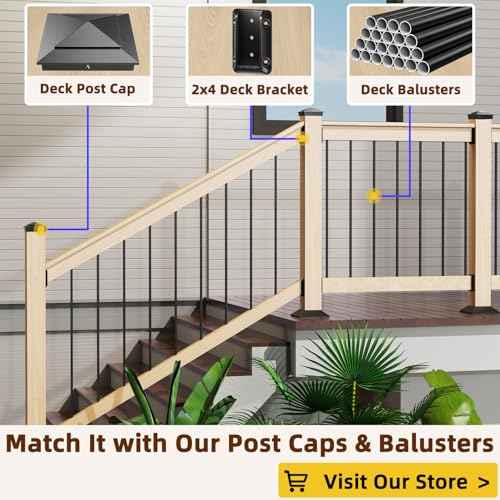 40 Pcs Deck Railing Bracket Connectors for 2"¡¿4" (Actually 1.5"x3.5") Wood Post to Handrail Connection, Railing Connectors with 280 Pcs Galvanized Black Screws for Wooden Stair Fence Railings