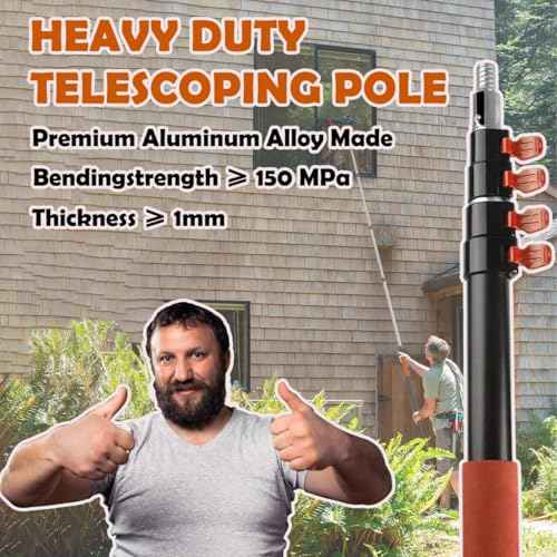 Telescoping Extension Pole, Reach to 26FT Telescoping Pole Multi-Purpose 5-20FT Lightweight, Sturdy with Universal Twist-on Metal Tip Extendable for Dusting Painting Window Cleaning