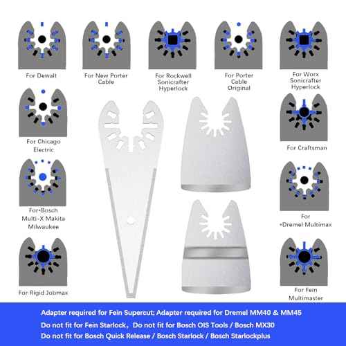 9pcs Oscillating Scraper Blades for caulk adhesive sealant removal, Universal Multi tool Quick Release, 3pcs Rigid Scraper, 3pcs Flexible Scraper, 3pcs tapered scraper