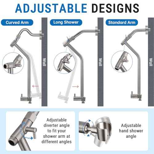 G-Promise All Metal Shower Diverter with Low Holder, Extended 13.5 Inch, 3-Way Diverter Valve with Pause Mode for Handheld and Fixed Shower Heads ? 4-Setting Replacement Part (Brushed Nickel)