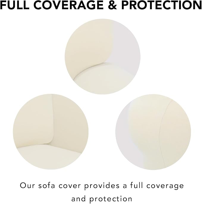 PureFit Super Stretch Sofa Slipcover – Spandex Non Slip Soft Couch Sofa Cover, Washable Furniture Protector with Non Skid Foam and Elastic Bottom for Kids, Pets (Oversized Loveseat, Ivory)