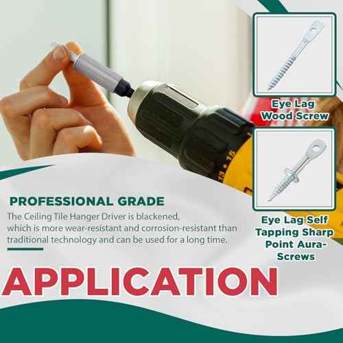 2 Pcs Eye Lag Driver 1/4in Hex Eye Lag for Quick Dispensing, Ceiling Tile Hanger Driver for Professional Drywall & Ceiling Installations, Length: 2-5/8 Inch