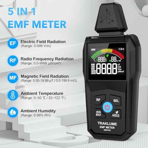 EMF Detector Meter Radiation Detector for Home Digital EMF Reader for Radio Frequency Radiation 5-in-1 EMF Meter for Electromagnetic Radiation EMF Tester for Cell Phone Ghost Hunting Equipment