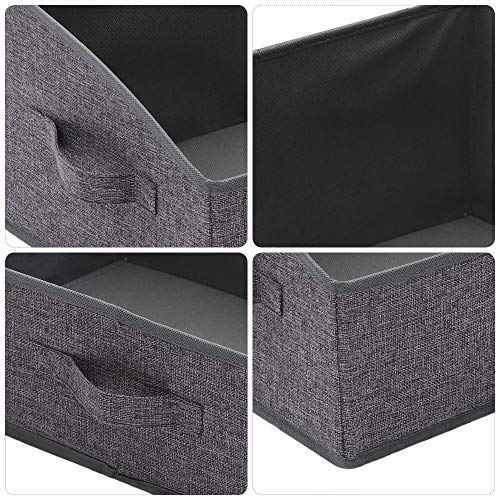 5 Pack Trapezoid Large Foldable Closet Storage Bins with Handle, Fabric Storage Organizer Cube Cloth Containers Linen Box Shelf Baskets for Clothes Clothing Shelves Wardrobe
