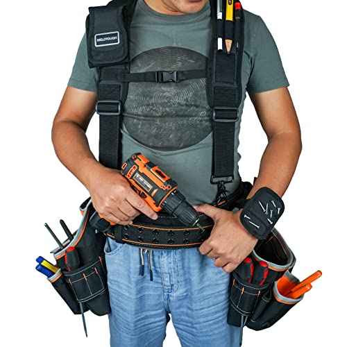 MELOTOUGH Magnetic Tool Belt Suspenders with Magnetic WristBand for Work Belt Padded Suspenders Constrcution