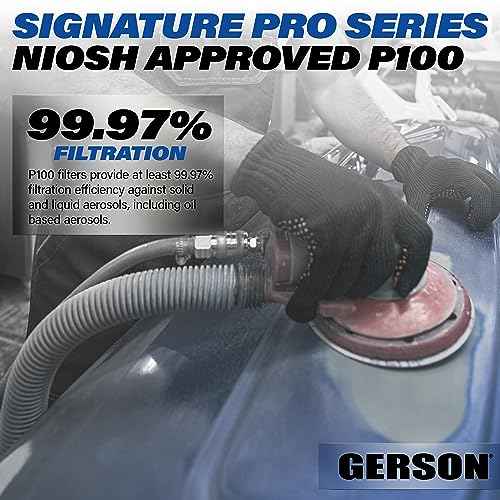 GERSON NIOSH Paint and Body Combo Kit Half Mask With Replaceable OV/P95 and P100 Pancakes Medium