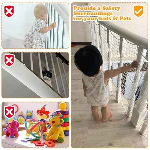 Balcony Netting for Pets£¬Apartment£¬Stair£¬Trampoline£¬Playground£¬Child Safety Rope Net£¬Driveway Net for Kids Safety£¬Baseball Softball Net Sports Netting (3.3ft¡¿9.9ft, White)