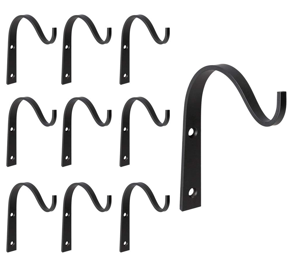 Mkono 10 Pack Iron Wall Hooks for Hanging Plant Lanterns, Plant Hanger Fence Metal Bracket for Bird Feeders, Wind Chimes, Mason Jar Sconces, Light Outdoor Indoor Rustic Home Decor, 3 Inch