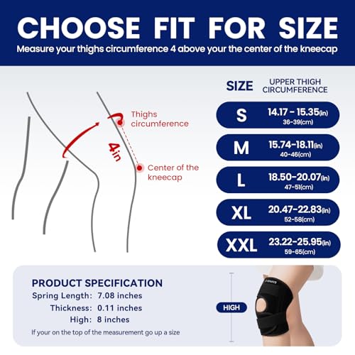 Meniscus Knee Brace for Women Men, Adjustable Knee Support with Side Stabilizers for Meniscus Tear, ACL, PCL, Knee Pain Relief