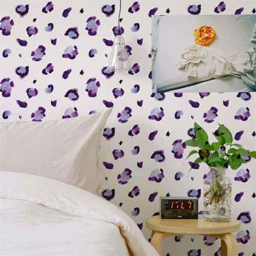 6 Sheets 180 Pcs Purple Leopard Print Wall Stickers, sacinora Animal Spot DIY Speckles Wall Decal Removable Vinyl Peel and Stick for Living Room Bedroom Playroom Furniture Refrigerator Home Decoration