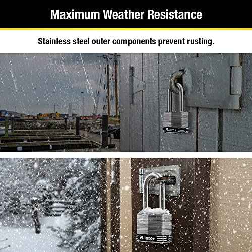 Master Lock 1SSQLF Stainless Steel Outdoor Padlock with Key, 4 Pack Keyed-Alike