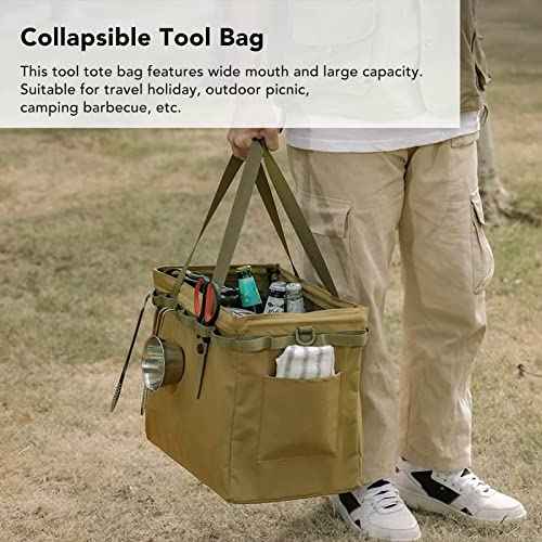 Camping Tool Tote Bag Camping Tool Bag Collapsible Design Wide Mouth Large Capacity Oxford Fabric Tool Tote Bag for Camping Picnic Travel