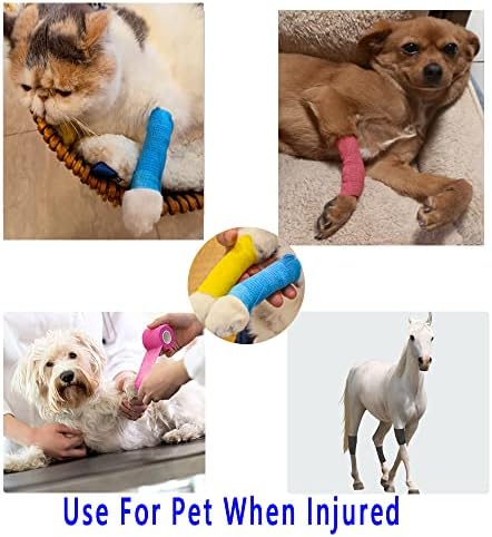 [12 Pack-1" x5Yards] MINGYUE Self Adhesive Bandage Wrap,Athletic Tape,Sports Tape,Wrist and Ankle Wrap Tape,Cohesive Bandage for Vet Tape(Yello)