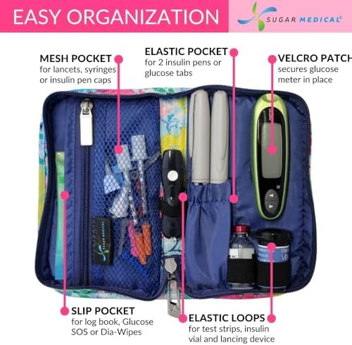 Sugar Medical Diabetes Supply Case | Medical Supplies Travel Bag | Glucose Meter Organizer | Diabetic Care Products | Glucometer Kit (Izzy-1)