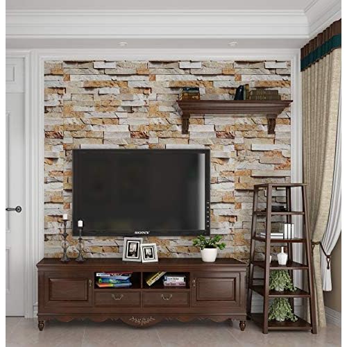 Livelynine Neutral Brick Wallpaper Peel and Stick Textured Stone Wallpaper Removable Cream Beige Brick Contact Paper for Classroom Self Adhesive Wall Paper for Bedroom Bathroom Kitchen Dorm 15.8x78.8