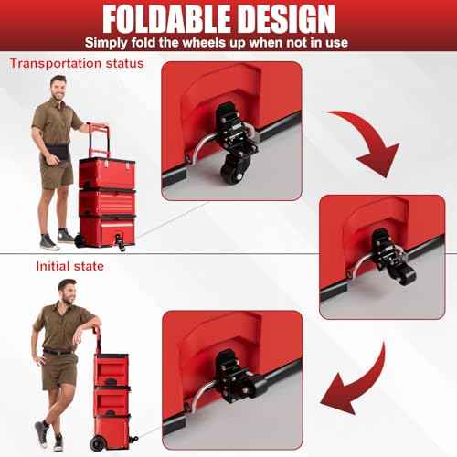 Steel Construction Front Wheels, Packout Caster Wheel kit fit for Milwaukee Packout Rolling Tool Box- Accessories for Packout Toolbox, 200 Lbs Capacity