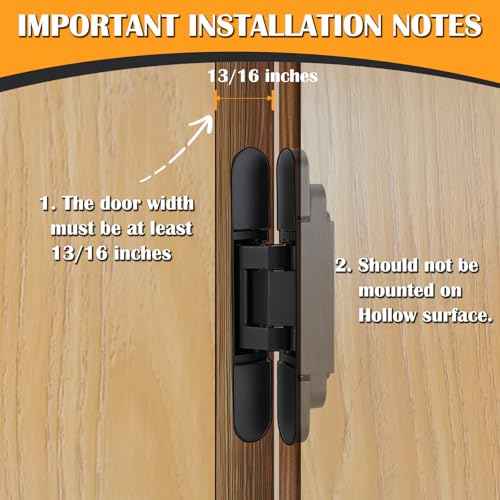 HBL' 2 Pack Hidden Door Hinges, 6 Inch Black Heavy Duty Hidden Hinges for Secret Doors, 3-Way Adjustable to Bulid Conceal Bookcase Door