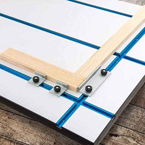 POWERTEC 71609-P4V 3" T-Track Intersection Kit with Predrilled Mounting Holes, 4 Sets, For Universal T track, T Track Accessories for Woodworking Jigs and Fixtures