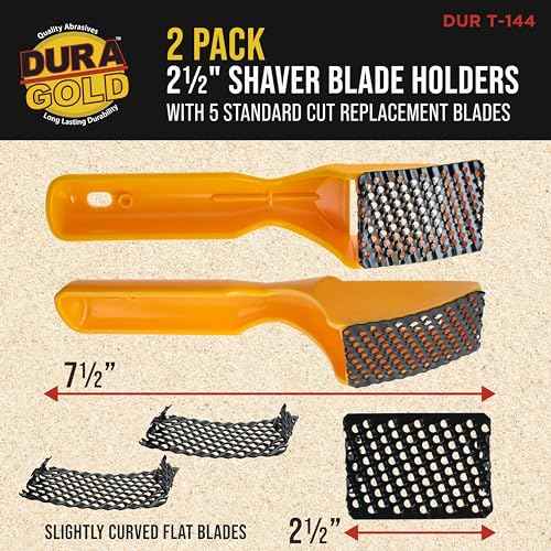 Dura-Gold 2-1/2" Shaver Blade Holder, 2 Pack, Includes 5 Total Standard Cut Replacement Blades - Steel Rasp Block Plane, Cheesegrater, Auto Body Filler, Dent Repairs, Wood Fiberglass - File Tool