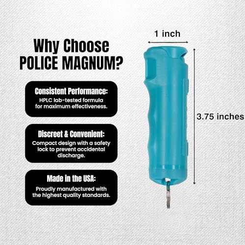Police Magnum Personal Safety Alarm & Pepper Spray Combo Self Defense Pack for Women- Loud 135db Siren with Light & Max Strength Flip Top Pepper Spray Protection