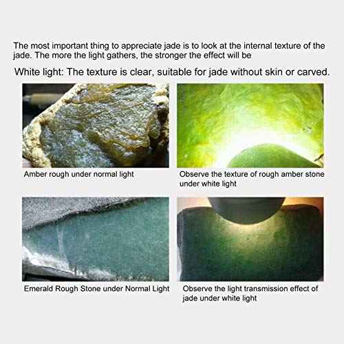 Watris Veiyi Expert Jade Flashlight, Jade Appraisal Light, Jewelry Identification Torch, Dual-Head 4 Light Sources, USB Rechargeable Flashlight