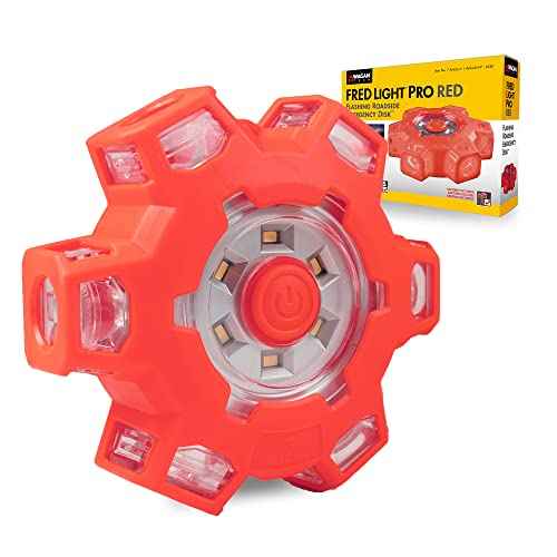 Wagan EL4340 FRED PRO Flashing Roadside Emergency Disc LED Flare 6 Flash Modes for Roadside Security, Warning Flashing with Magnet and Hook for Vehicles and Boats