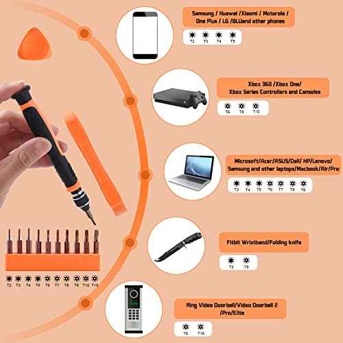 NEBURORA 10 in 1 Interchangeable Magnetic Torx Screwdriver Set - T2 T3 T4 T5 T6 T7 T8 T9 T10 T15 Bits, Security Screwdriver for Phones, Mac, Computers, Xbox, PS4