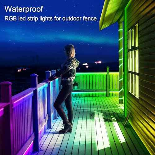 Outdoor LED Strip Lights Waterproof,IP68 Outside Led Light Strips Waterproof with Bluetooth App Remote Control,Music Sync RGB Exterior Led Rope Lights,for Balcony,Deck (100ft Outdoor LED Strip Lights)