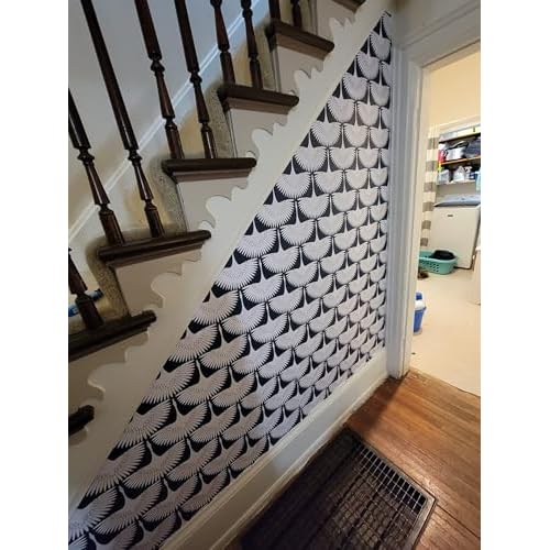 Black and White Wallpaper Self-Adhesive Film Black Feather Removable Peel and Stick Wallpaper Bedroom Furniture Countertop Shelf Contact Paper 17.71"x78.7"