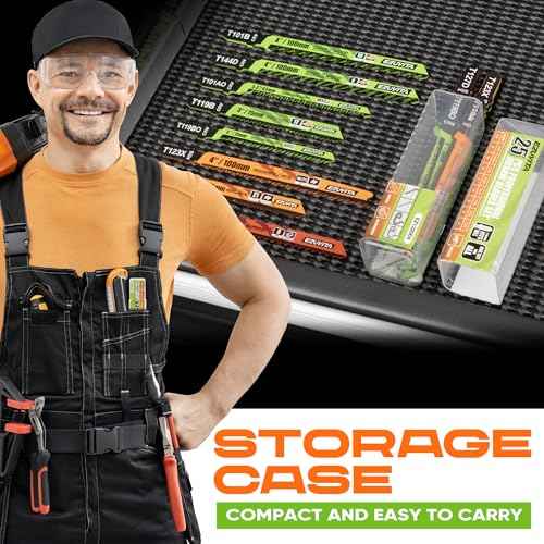 25-Piece Jigsaw Blades Set with Storage Case?CR-V&HSS Steel, Assorted T-Shank Replacement Jig Saw Blades for Cutting Wood, Plastic and Metal