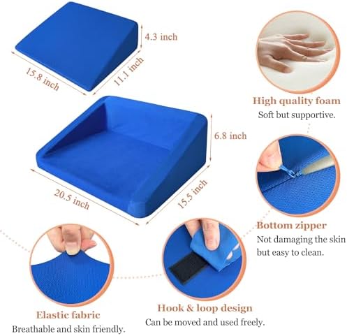 Heel Protectors for Bed Sore Pressure Relief Pillow Heel Elevation Foam Cushion Foot Ulcer Treatment Wedge Heel Offloading Support for Bedridden Patient Ankle Sleeping Positioning