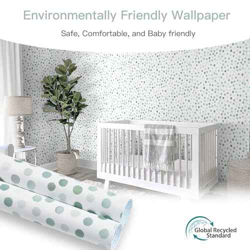 Dimoon 17.3''x78.7'' Peel and Stick Wallpaper Blue Green Boho Contact Paper Modern Polka Dot White Wallpaper Removable Self Adhesive Wall Paper Renter Friendly Bathroom Kitchen Vinyl Roll