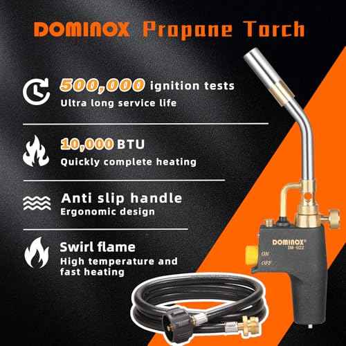 DOMINOX Propane Torch Head with 5FT Hose, High Intensity Trigger Start Gas Torch, Propane Torch Kit for Propane, Map and Mapp Gas, Soldering Torch Kit (Not Included Gas Tank)