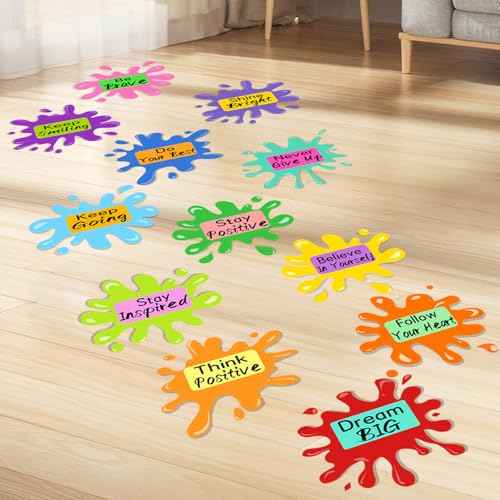Large 11" Motivational Inspirational Floor Stickers for Classroom Decorations, Positive Saying Hopscotch Game Floor Decals, Back to School Wall Decor Sticker Decal for Kindergarten Preschool (B)