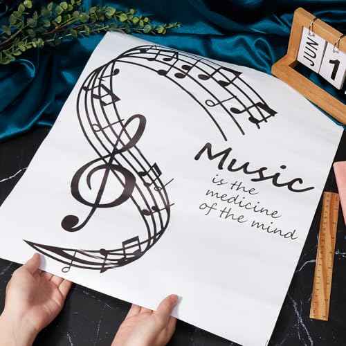 CREATCABIN Music Wall Decals Musical Note Wall Stickers Vinyl Wall Art Notes Notation PVC Adhesive Home Mural Decor Gift for DIY Classroom Living Room Music Studio Decoration 19x17Inch