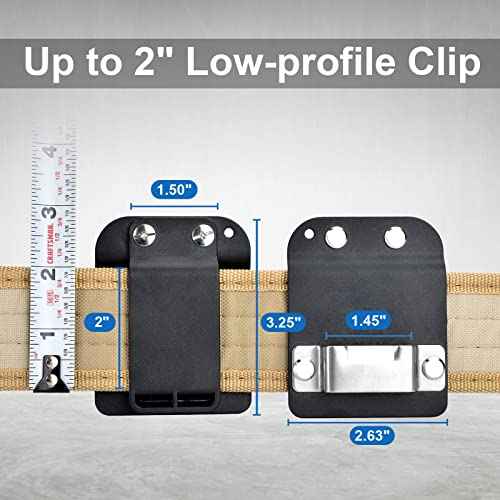 2 Pack TapeCatcher, Tape Measure Holder for Belt, Low-Profile Tape Measure Belt Clip, Fits up to 2" Tool Belt, Tape Accessories
