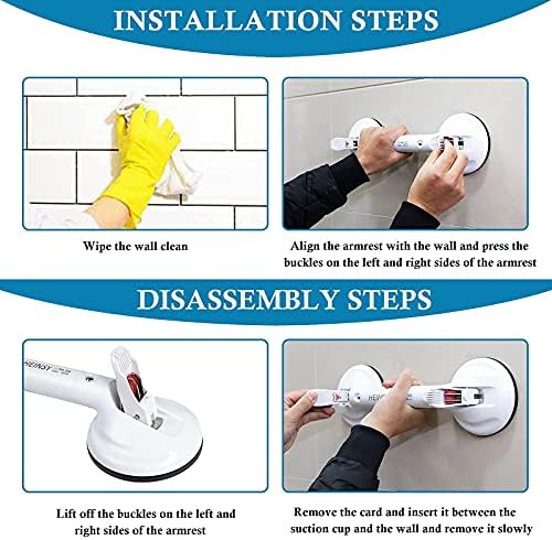 17inch Suction Shower Grab Bar, Portable Shower Handle Bar Suction Grip Bar Bathtub Handle with Strong Hold Suction Cup Fitting and Rapid Release for Bathroom(Max Capacity :253lb）