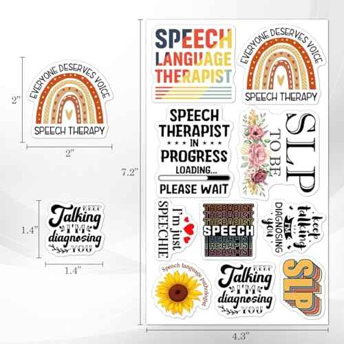 Pack 50 Pcs SLP Speech Language Pathology Stickers for Water Bottles Waterproof Laptop Luggage Helmet Computer Teens Adults Girls Aesthetic Funny Sticker Packs Small Vinyl Decals