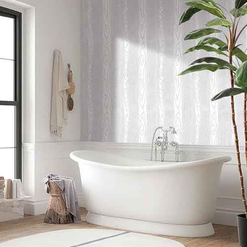 Yun-aeon White and Silver Wood Contact Paper 17.3"x80" Rustic Wooden Peel and Stick Wallpaper Removable Self-Adhesive Wallpaper Wood Grain Contact Paper for Countertops Cabinets
