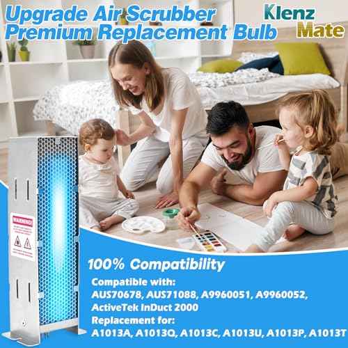 2 PCS Upgrade Air Scrubber Advanced Replacement Bulb, Photocatalytic Oxidation (PCO), 9 Inch Cell & ?v Bulb (Ozone-Free) Replacement for Activetek InDuct 2000,A1013A,A1013C,A1013P,A1013Q, A1013U