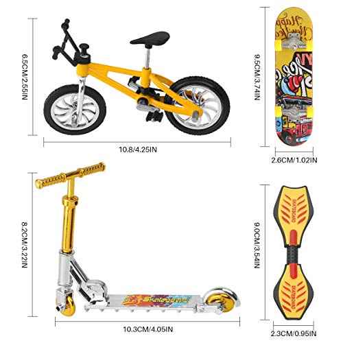 Mini Bike Finger Bike Finger Skateboard Set,Excellent Functional Miniature Toys Mini Extreme Sports Finger Bicycle Skateboard Cool Boy Toy Creative Game Toy Set Collections Cake Decoration (8PCS)