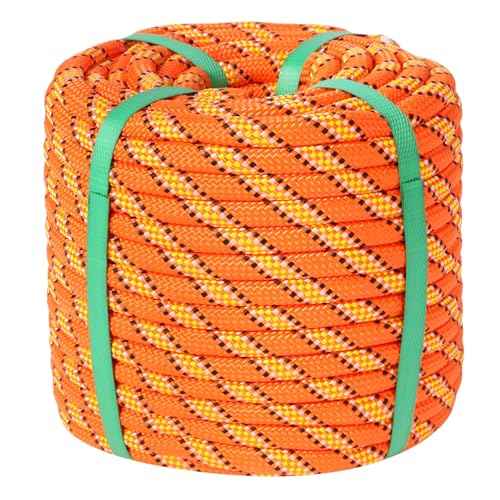 Arborist Rope Tree Rope Polyester Bull Rope (1/2in x 150ft) 48 Strands for Pull Swing Knot (Orange)