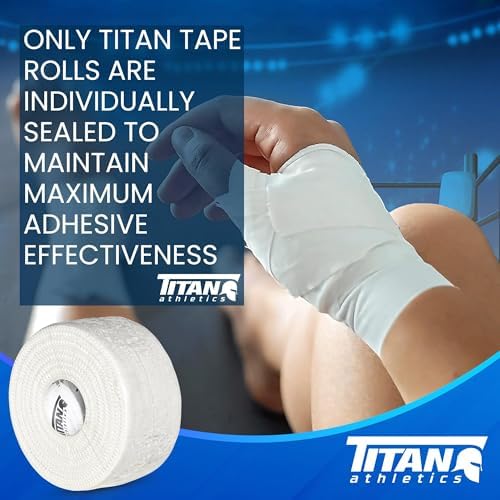 4 Rolls White Premium Athletic Tape + 2 Rolls Pre Wrap - Individually Sealed Tape Rolls for Max Effectiveness. Wrap Ankles, Knees, Wrists and Elbows. A Must for Every Athlete.