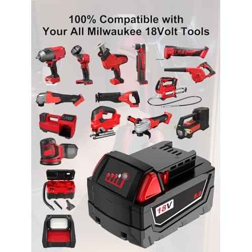 5.0AH Battery 18V Compatible with Milwaukee M18 48-11-1850, 2 Pack Compatible with All Power 18V Mil Waukee Power+ Tools Lithium Ion Battery 48-11-1852