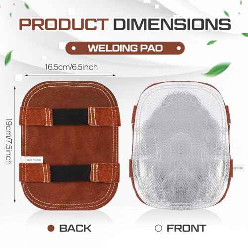 2 Pcs Hand Heat Shield, Welding Hand Pad, Aluminized Back Guard Flux Reflective Layered Split Cowhide Leather Gloves Supplies for Industrial Boiler Cutting, Metal Smelting, Welding